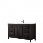 Daria 60" Single Vanity in Dark Espresso, White Cultured Marble Top, Black Trim