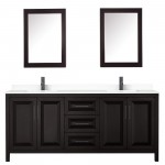 Daria 80" Espresso Double Vanity, White Marble Top, Trim, Medicine Cabinets