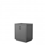 Icon 30" Single Vanity in Dark Gray, No Top, No Sink, Matte Black Trim