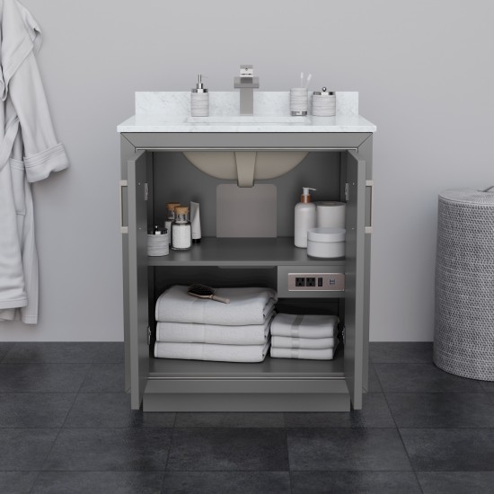 Icon 30" Single Vanity in Dark Gray, No Top, No Sink, Matte Black Trim