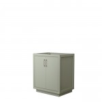 Icon 30" Single Vanity in Light Green, No Top, No Sink, Brushed Nickel Trim