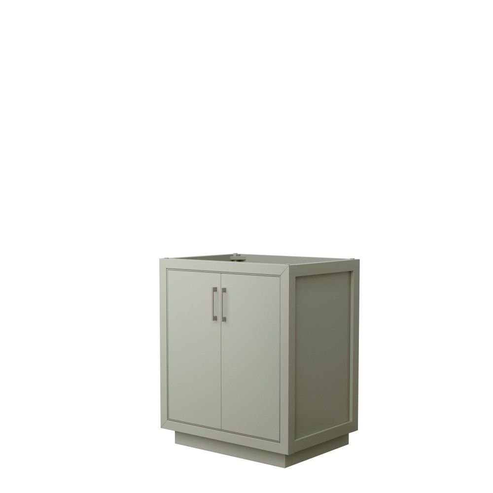 Icon 30" Single Vanity in Light Green, No Top, No Sink, Brushed Nickel Trim