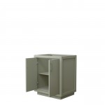 Icon 30" Single Vanity in Light Green, No Top, No Sink, Brushed Nickel Trim