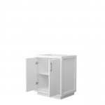 Icon 30" Single Vanity in White, No Top, No Sink, Brushed Nickel Trim