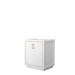 Icon 30" Single Vanity in White, No Top, No Sink, Satin Bronze Trim