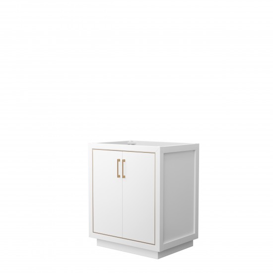 Icon 30" Single Vanity in White, No Top, No Sink, Satin Bronze Trim