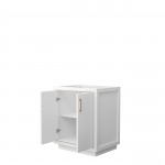 Icon 30" Single Vanity in White, No Top, No Sink, Satin Bronze Trim