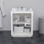 Icon 30" Single Vanity in White, No Top, No Sink, Satin Bronze Trim