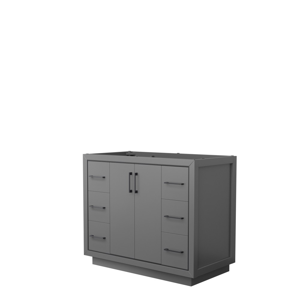 Icon 42" Single Vanity in Dark Gray, No Top, No Sink, Matte Black Trim