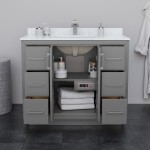 Icon 42" Single Vanity in Dark Gray, No Top, No Sink, Brushed Nickel Trim