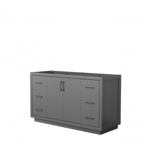 Icon 60" Single Vanity in Dark Gray, No Top, No Sink, Matte Black Trim