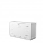 Icon 60" Single Vanity in White, No Top, No Sink, Brushed Nickel Trim