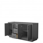 Icon 66" Double Vanity in Dark Gray, No Top, No Sink, Matte Black Trim