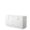 Icon 66" Double Vanity in White, No Top, No Sink, Satin Bronze Trim