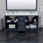 Icon 72" Double Vanity in Dark Blue, No Top, No Sink, Brushed Nickel Trim