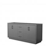 Icon 72" Double Vanity in Dark Gray, No Top, No Sink, Matte Black Trim