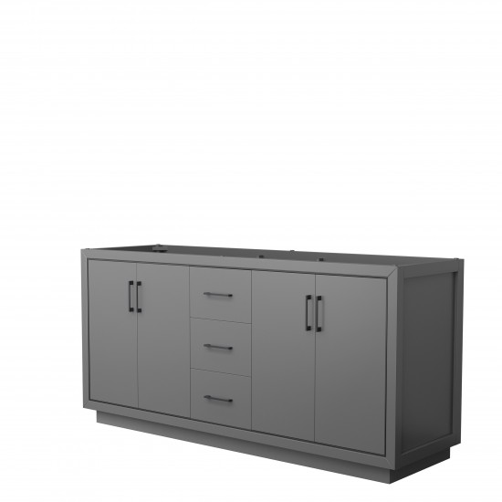 Icon 72" Double Vanity in Dark Gray, No Top, No Sink, Matte Black Trim