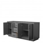 Icon 72" Double Vanity in Dark Gray, No Top, No Sink, Matte Black Trim