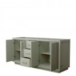 Icon 72" Double Vanity in Light Green, No Top, No Sink, Brushed Nickel Trim