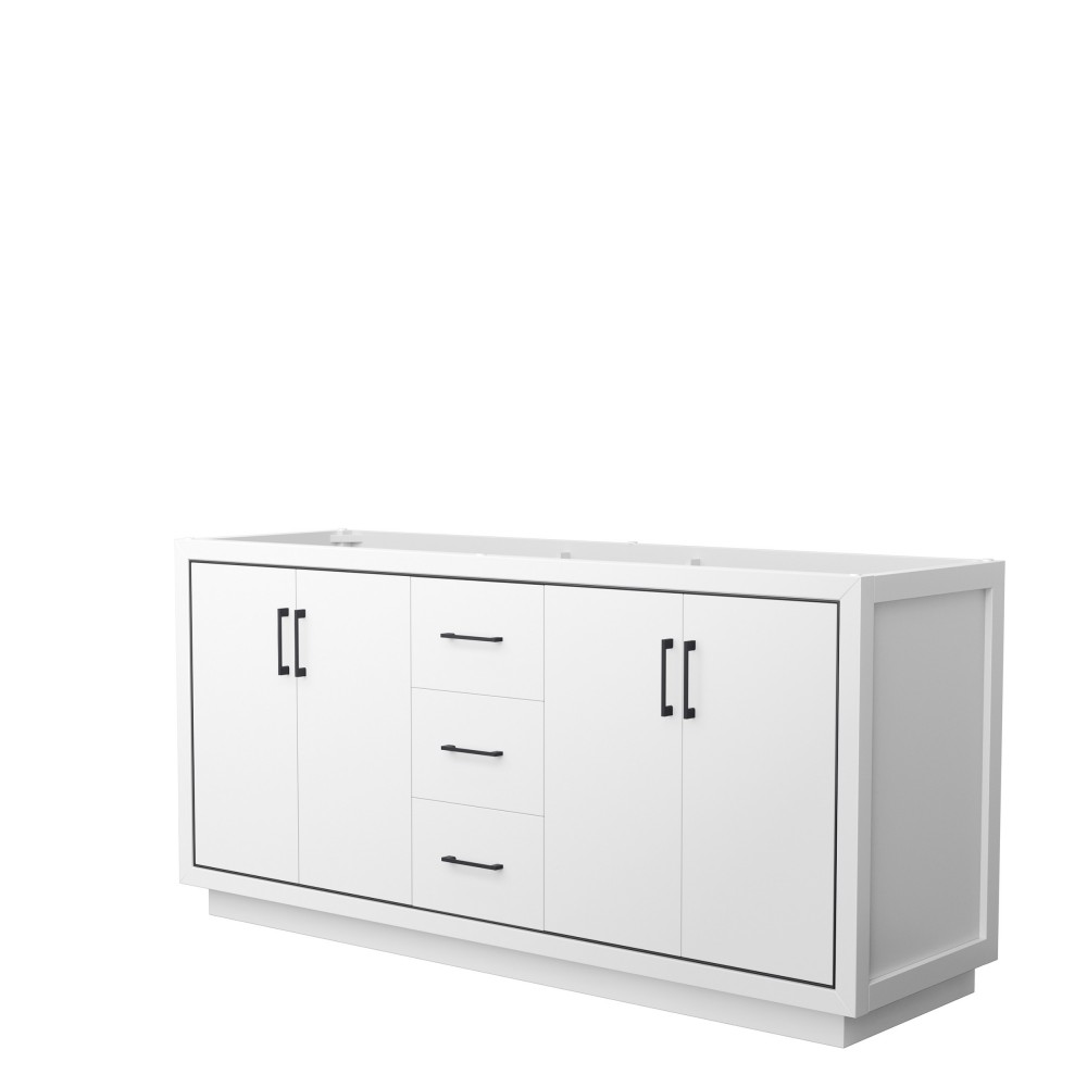 Icon 72" Double Vanity in White, No Top, No Sink, Matte Black Trim