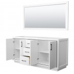 Icon 72" Double Vanity in White, No Top, No Sink, Matte Black Trim