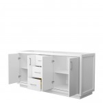 Icon 72" Double Vanity in White, No Top, No Sink, Brushed Nickel Trim