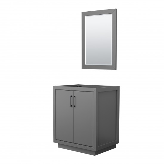 Icon 30" Single Vanity in Dark Gray, No Top, Matte Black Trim, 24" Mirror