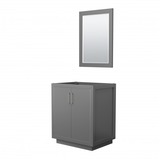 Icon 30" Single Vanity in Dark Gray, No Top, Bruished Nickel Trim, 24" Mirror