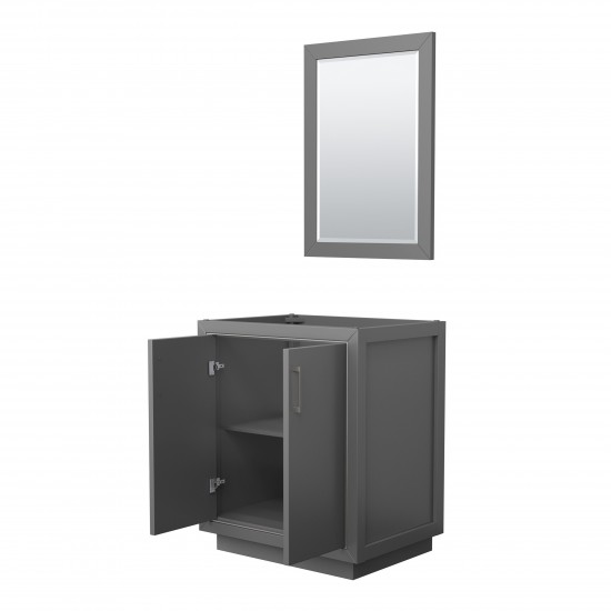 Icon 30" Single Vanity in Dark Gray, No Top, Bruished Nickel Trim, 24" Mirror