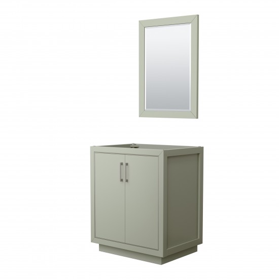 Icon 30" Single Vanity in Light Green, No Top, Bruished Nickel Trim, 24" Mirror