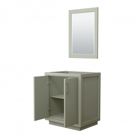 Icon 30" Single Vanity in Light Green, No Top, Bruished Nickel Trim, 24" Mirror