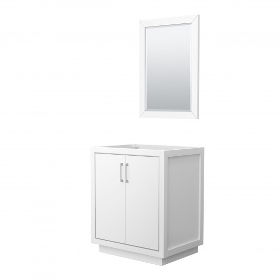 Icon 30" Single Vanity in White, No Top, Bruished Nickel Trim, 24" Mirror