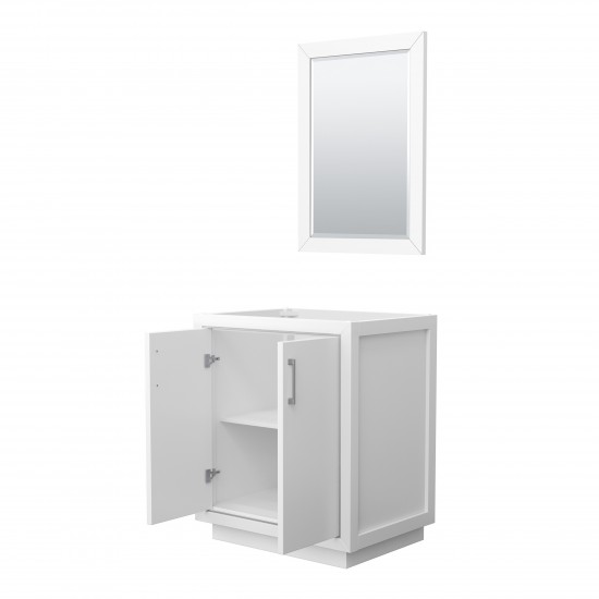 Icon 30" Single Vanity in White, No Top, Bruished Nickel Trim, 24" Mirror