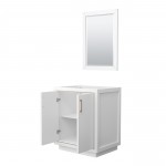 Icon 30" Single Vanity in White, No Top, No Sink, Satin Bronze Trim, 24" Mirror