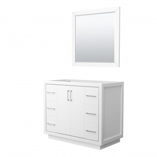 Icon 42" Single Vanity in White, No Top, Bruished Nickel Trim, 34" Mirror