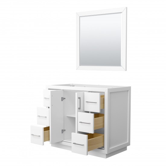 Icon 42" Single Vanity in White, No Top, Bruished Nickel Trim, 34" Mirror