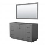 Icon 60" Single Vanity in Dark Gray, No Top, Matte Black Trim, 58" Mirror