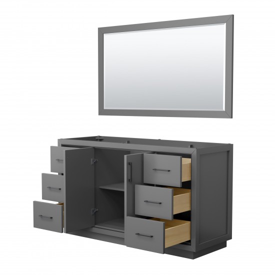 Icon 60" Single Vanity in Dark Gray, No Top, Matte Black Trim, 58" Mirror