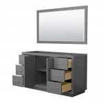 Icon 60" Single Vanity in Dark Gray, No Top, Bruished Nickel Trim, 58" Mirror