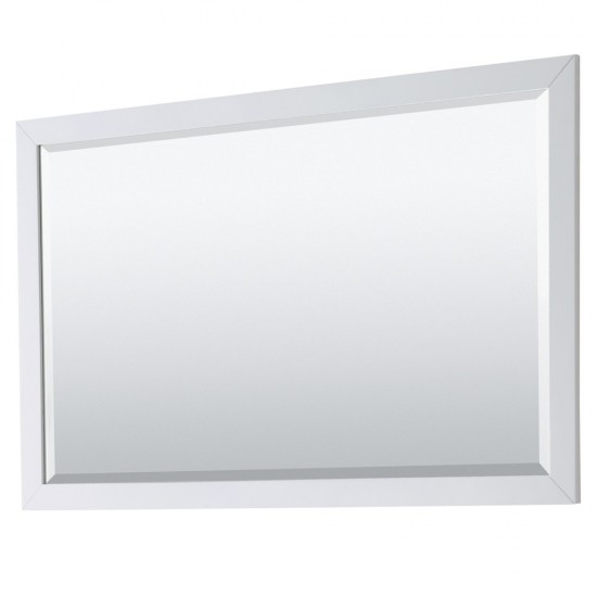 Icon 60" Single Vanity in White, No Top, No Sink, Satin Bronze Trim, 58" Mirror