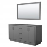 Icon 66" Double Vanity in Dark Gray, No Top, Matte Black Trim, 58" Mirror