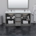 Icon 66" Double Vanity in Dark Gray, No Top, Matte Black Trim, 58" Mirror