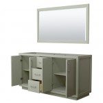 Icon 66" Double Vanity in Light Green, No Top, Bruished Nickel Trim, 58" Mirror