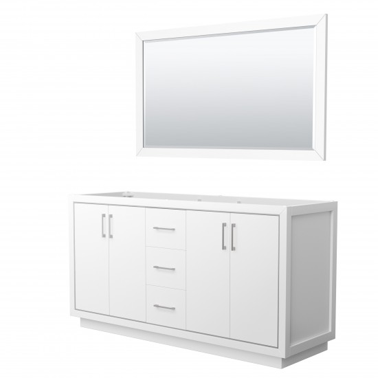 Icon 66" Double Vanity in White, No Top, Bruished Nickel Trim, 58" Mirror