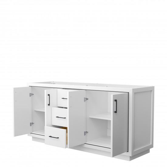 Icon 72" Double Vanity in White, No Top, No Sink, Matte Black Trim, 70" Mirror