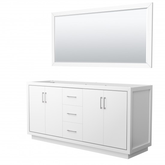 Icon 72" Double Vanity in White, No Top, Bruished Nickel Trim, 70" Mirror