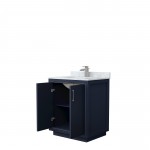 Icon 30" Single Vanity in Dark Blue, Top, Square Sink, Brushed Nickel Trim