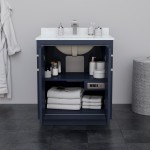 Icon 30" Single Vanity in Dark Blue, Top, Square Sink, Brushed Nickel Trim