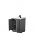 Icon 30" Single Vanity in Dark Gray, Top, Square Sink, Matte Black Trim