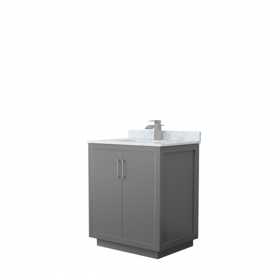 Icon 30" Single Vanity in Dark Gray, Top, Square Sink, Brushed Nickel Trim